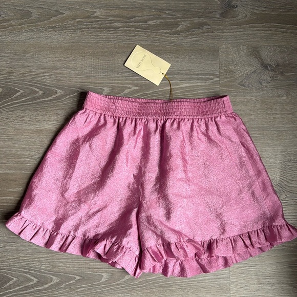NEW STINE GOYA Joselyn Ruffled High-Waist Shorts PINK MEDIUM - Picture 3 of 10